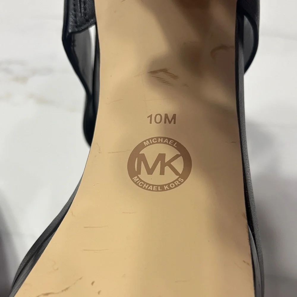 MICHAEL Michael Kors Black Platform Sandal with Gold Zip